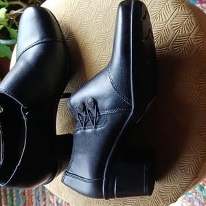 Clark's black heeled booties